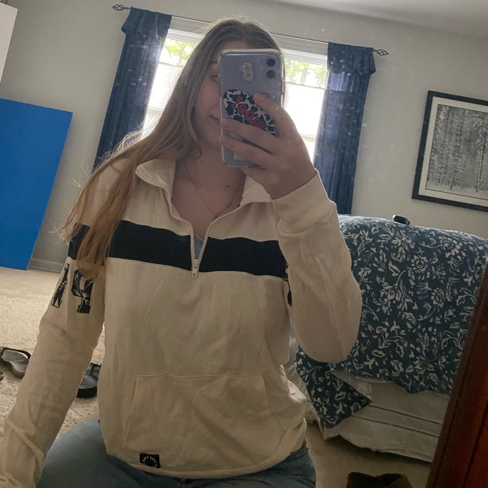 Cream colored PINK quarter zip